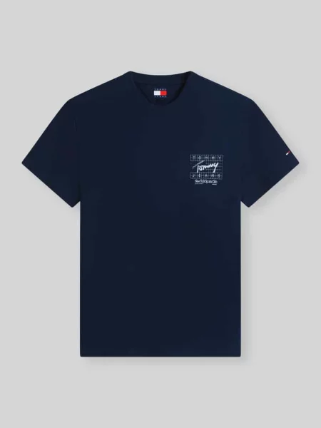 T-shirt o kroju regular fit z czystej bawełny z nadrukiem na tyle Tommy Jeans niebieska