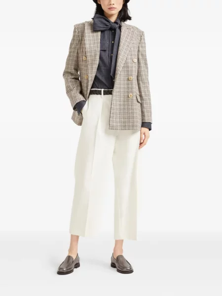Pantaloni Brunello Cucinelli plisate alb