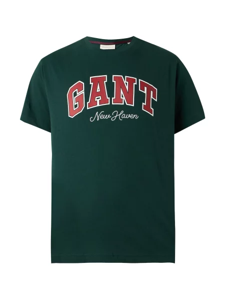 GANT Tricou verde închis / roșu alb