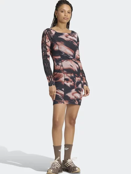 Sukienka adidas Graphic Mini Dress Vermillion/ Crystal Linen/ Aurora Coffee XS czarna