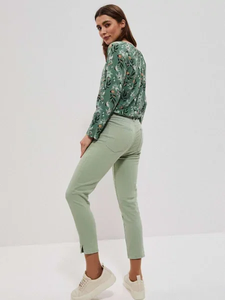 Spodnie Marisse w jednolitym kolorze zielone