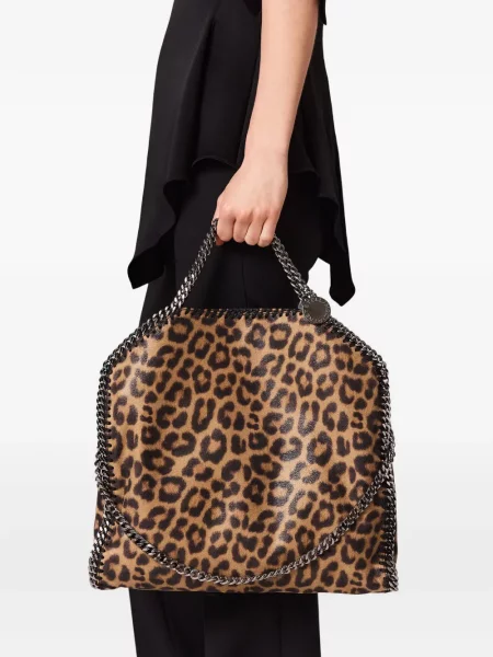 Geantă shopper Stella Mccartney cu model leopard maro