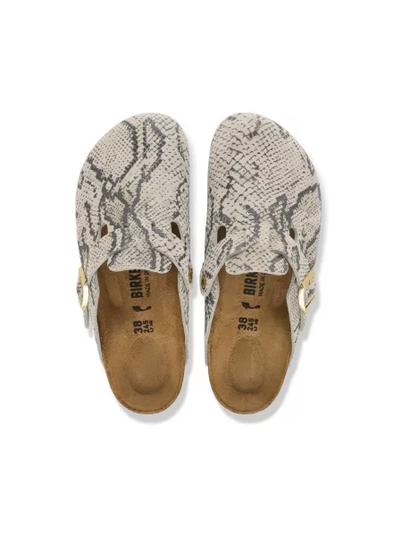 Birkenstock Mules încălțăminte Boston Rivet Logo | piele întoarsă | narrow fit gri