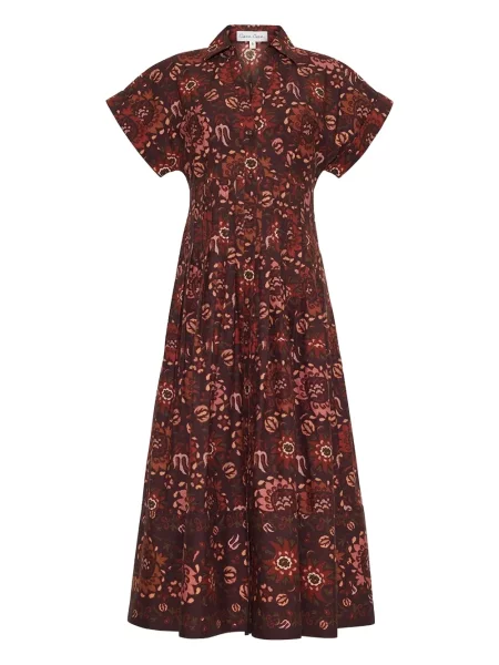 Rochie midi Cara Cara până la genunchi de costum maro