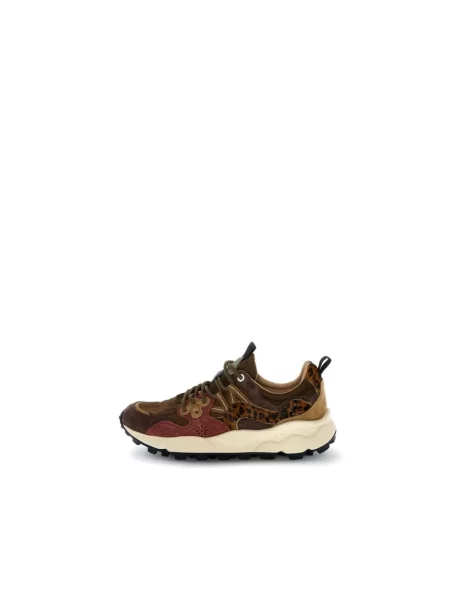 Sneakersy Flower Mountain zamszowe w kwiatki brązowe