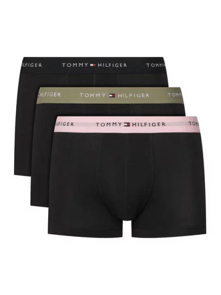 Férfi boxer nadrág Tommy Hilfiger Trunk WB 3 pack utility sage/black/bonita pink. Méret: XL fekete