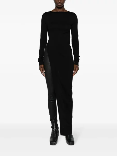 Vlněný dlouhá lovná šňůra top Rick Owens černý