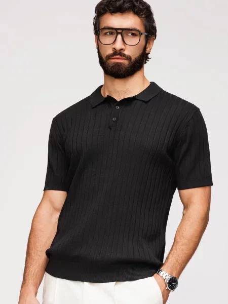 Prugasta polo majica Ombre crna