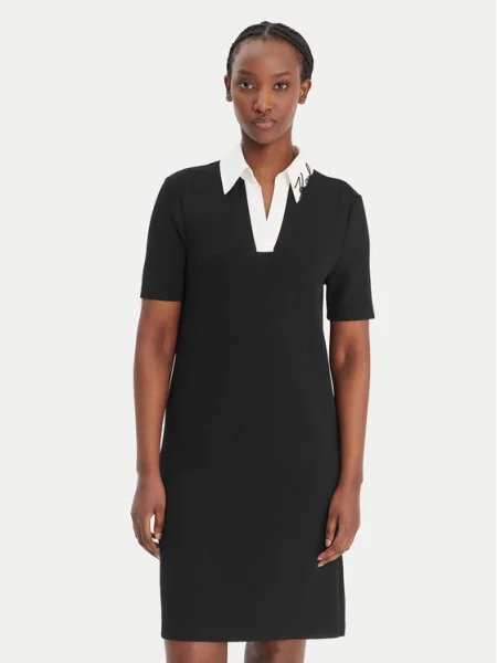 Karl Lagerfeld rochie SIGNATURE mini drept negru