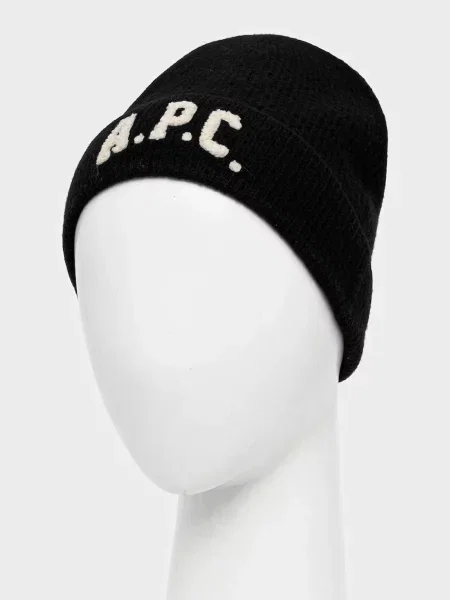 Вовняна шапка A.P.C. bonnet axel чорний