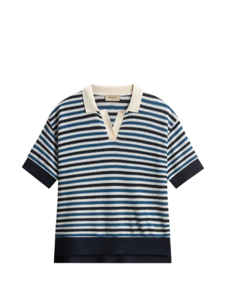 Tricou Woolrich cu dungi tricotate albastru