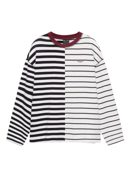 Pull&Bear Tricou roșu vin / negru alb