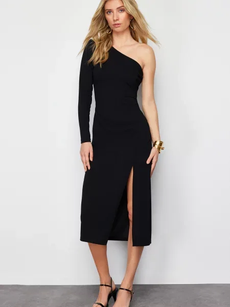 Midi obleka Trendyol črna
