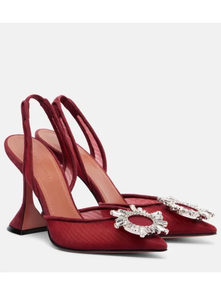 Pantofi cu toc Amina Muaddi plasă slingback bordo