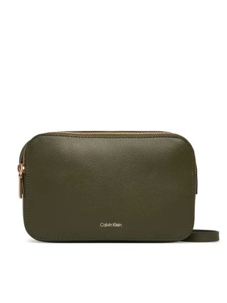 Torbica Calvin Klein Foil Logo Elongated Camera Bag zelena