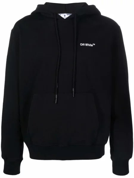 Hanorac cu glugă Off-white cu broderie alb