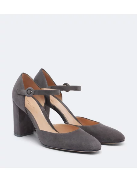 Pantofi cu toc Gianvito Rossi din piele de căprioară gri