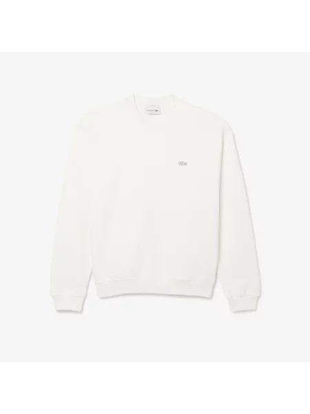 Lacoste Bluza Luźny Krój Z Grubego Polaru Kremowa biały