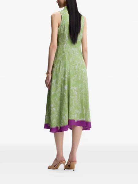 Rochie midi Shanghai Tang de mătase verde