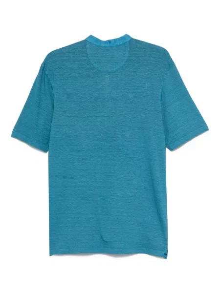 Tricou Gran Sasso cu guler henley scurt albastru
