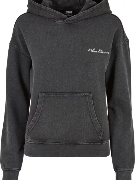 Geacă de blugi Urban Classics cu broderie din material terry negru