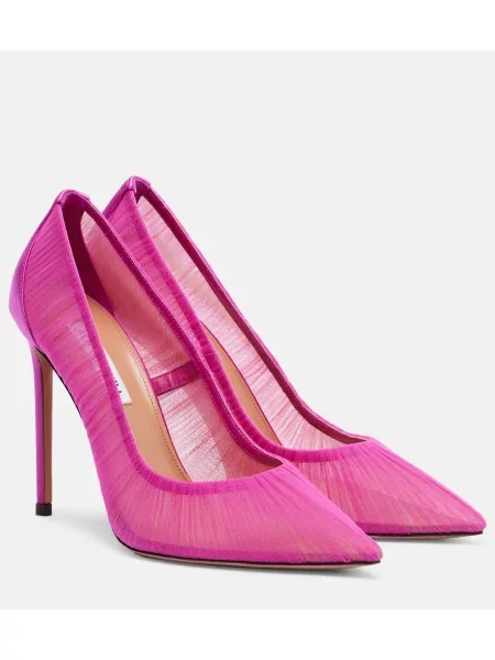 Pantofi cu toc Aquazzura din satin roz