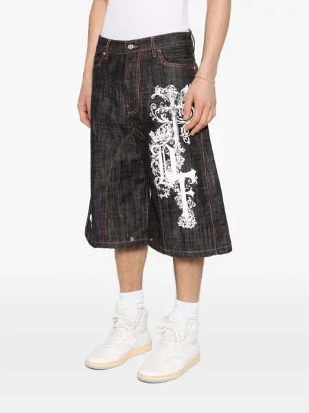 Grafický džínové šortky Pdf modré