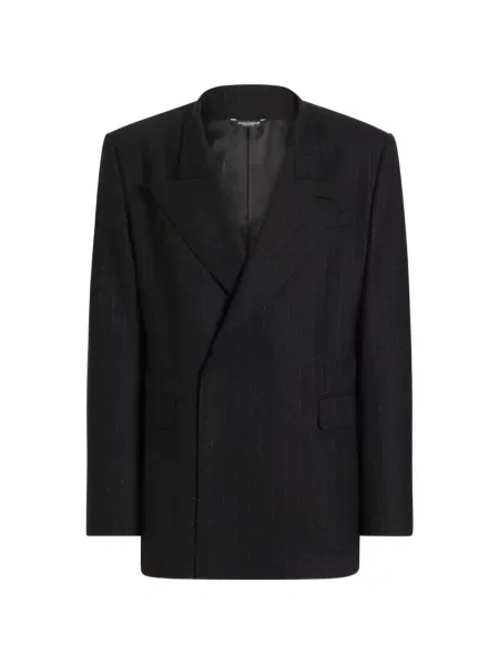 Geacă Dolce & Gabbana de lână cu două rânduri de nasturi negru