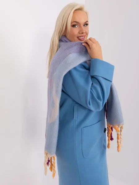 Fular Fashionhunters cu franjuri albastru