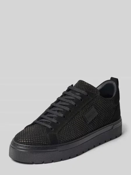 Sneakersy z naturalnej skóry z fakturowanym wzorem Antony Morato czarne