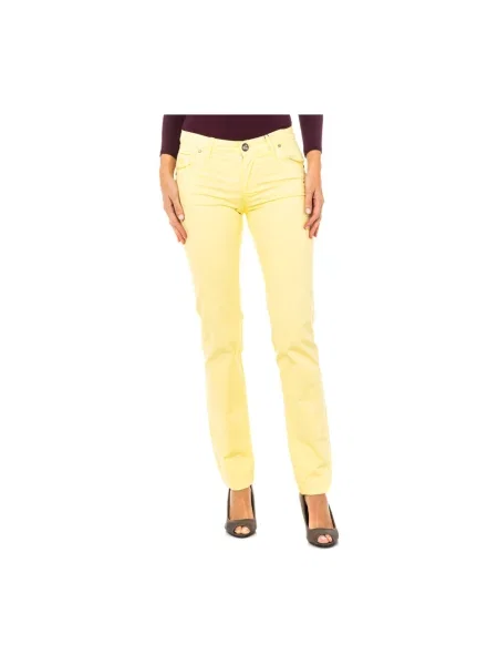 Skinny jeansy skinny La Martina ze stretchu żółte