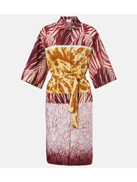 Sukienka koszulowa Dries Van Noten z nadrukiem popelinowa garniturowa