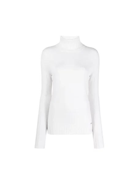 Sweter z golfem Kiton wełniany biały