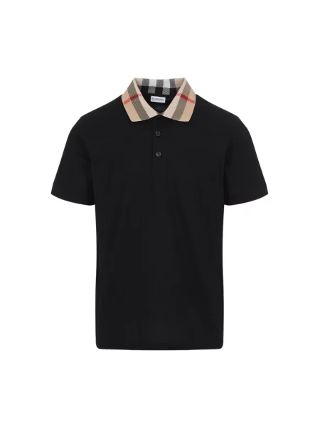 Koszulka polo Burberry z krótkim rękawem czarna