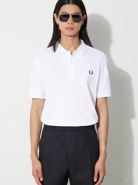 Tricou FRED PERRY Plain Polo Short Sleeve Tee White L alb