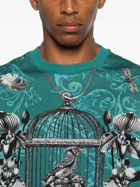 Тениска Versace Jeans Couture на цветя с принт синьо