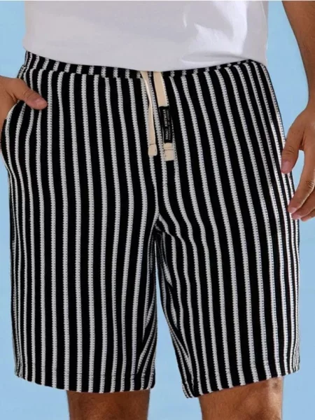 Sinsay Pruhované pletené šortky černá