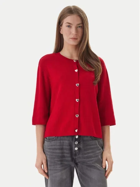 Kardigan rozpinany o kroju regular fit z Mieszanka Model MAISIE' Only czerwony