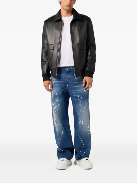 Geanta de piele Philipp Plein negru