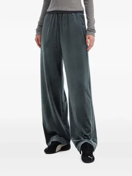 Pantaloni Tout A Coup de catifea cu cordon verde
