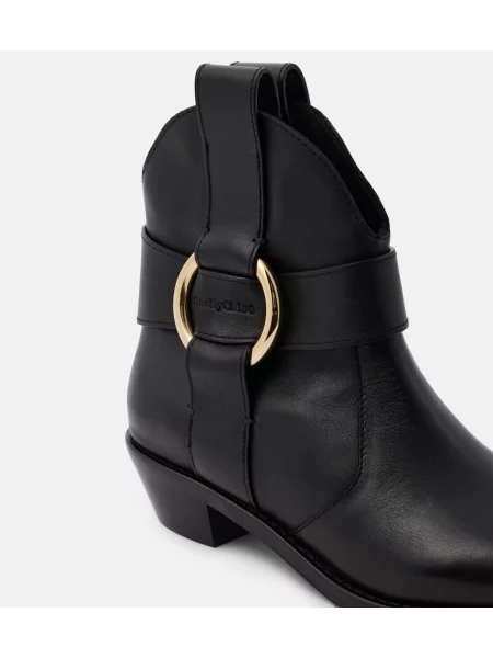 Cizme scurte See By Chloe din piele negru