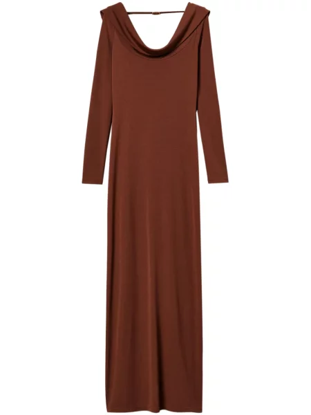 Rochie maxi Twinset drapată de costum maro