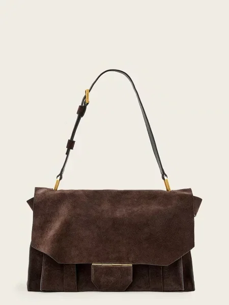 AllSaints torebka nubukowa URSA brązowy