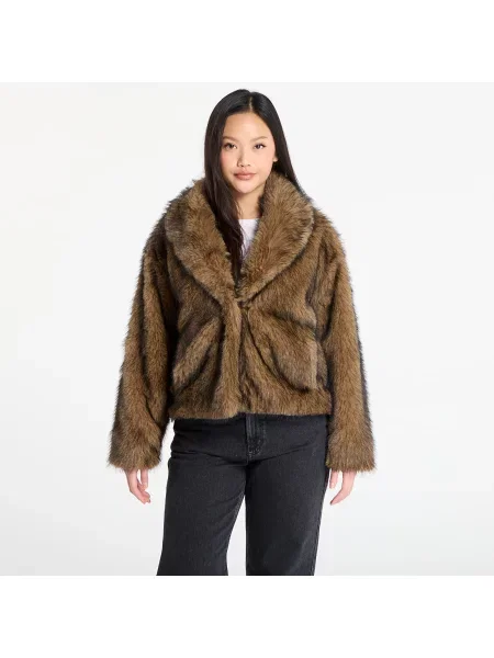 Μπουφάν Urban Classics Ladies Short Faux Fur Jacket Brown/ Black M μαύρο
