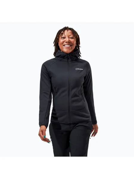 Дамски поларен суитшърт Berghaus Heuberg Hoody jet black/grey pinstripe marl черно