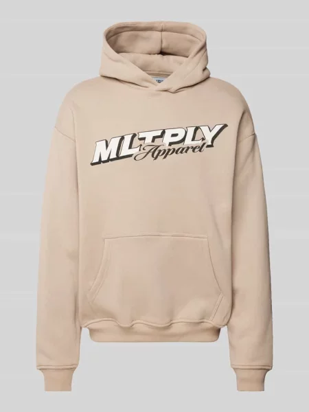 Bluza z kapturem o kroju oversized z nadrukiem z logo Multiply Apparel beżowa