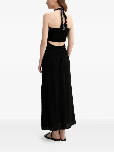 Rochie maxi Sessun cu gât halter de costum negru