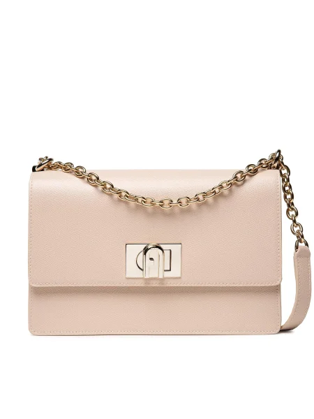 Кожена чанта Furla розово