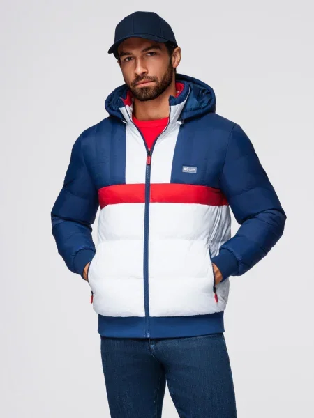 Jakna Ombre s karirastim vzorcem modra