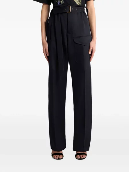 Cu centură pantaloni Etro de lână negru